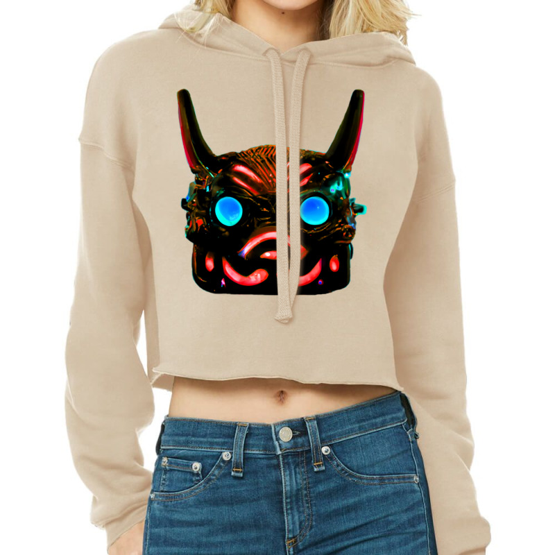 Futuristic Oni Mask Cropped Hoodie by catitoabite | Artistshot