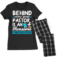 Behind Every Great Pastor Funny Minister Clergy Pa Women's Pajamas Set | Artistshot