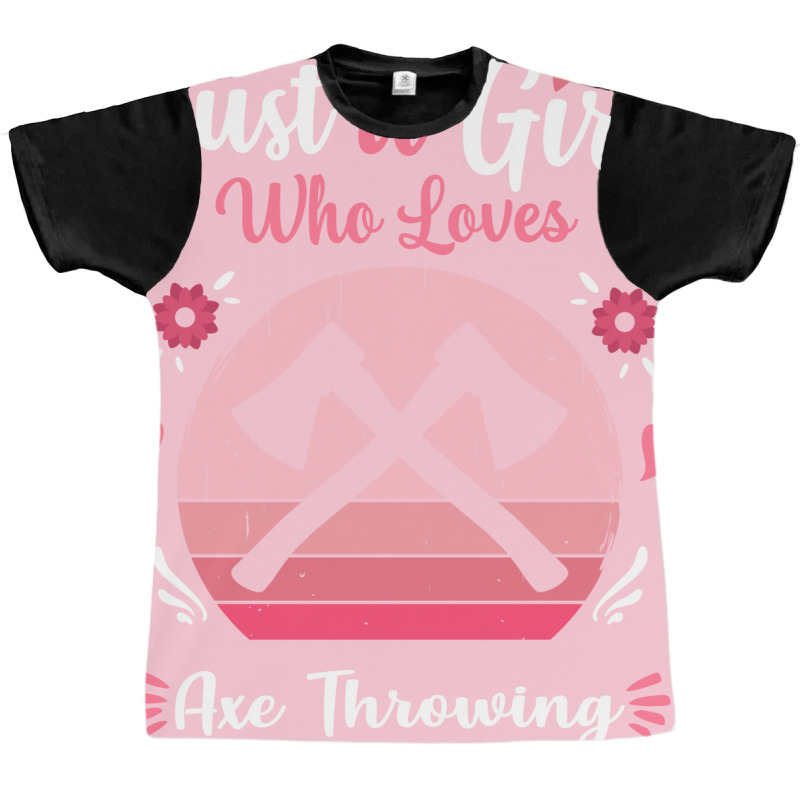 Just A Girl Who Loves Axe Throwing Pink Retro Vint Graphic T-shirt by cransazumac | Artistshot