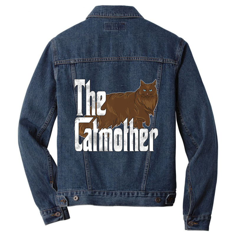 Cat Mom The Catmother Maine Coon Cat Mother Kitty Men Denim Jacket | Artistshot