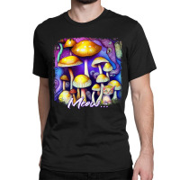 Mens Colorful Mushroom Meow Cat Morel Mycology Art Classic T-shirt | Artistshot