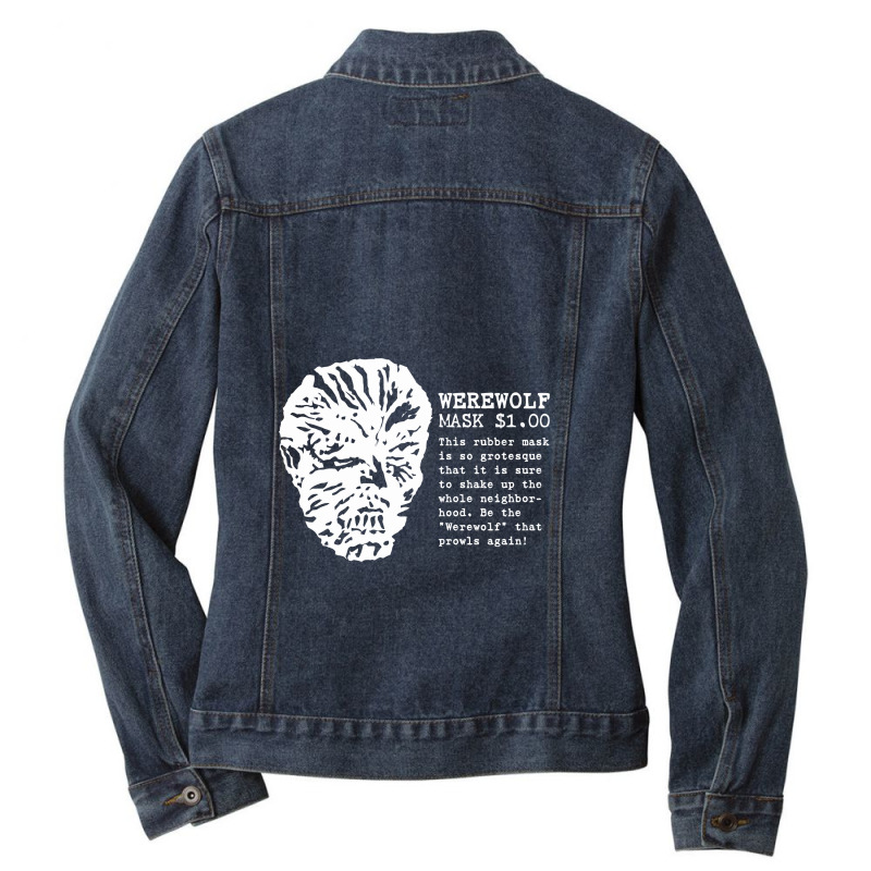 Vintage Werewolf Mask Ad (light) Ladies Denim Jacket | Artistshot