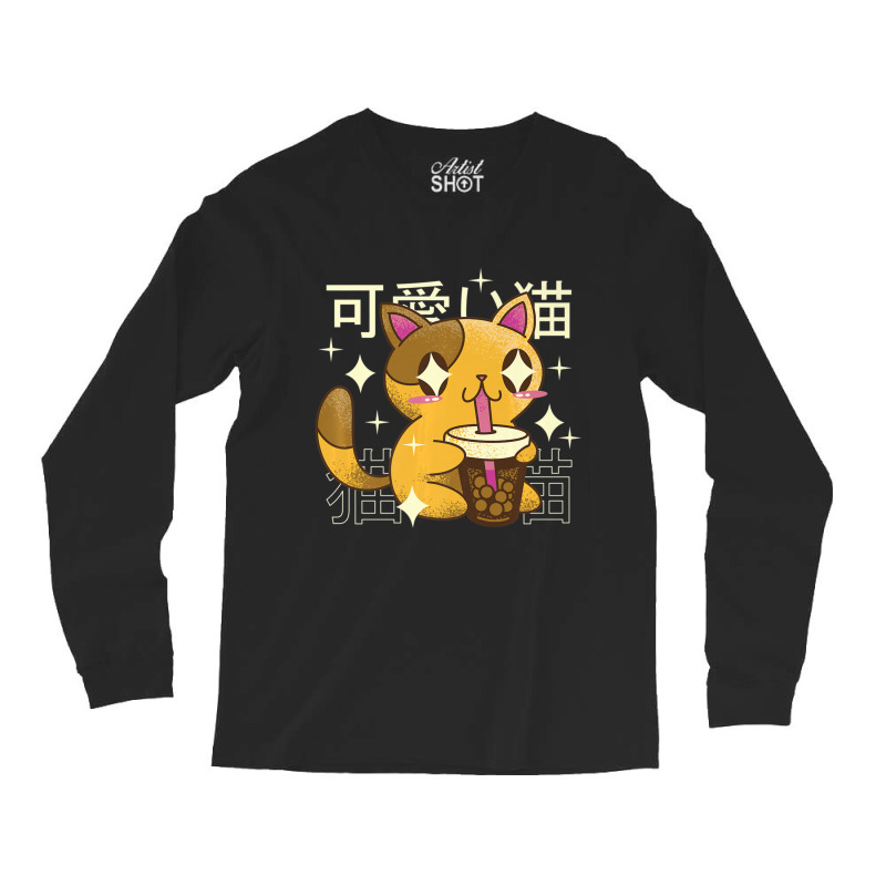 Kawaii Bubble Tea Cat Boba Long Sleeve Shirts | Artistshot