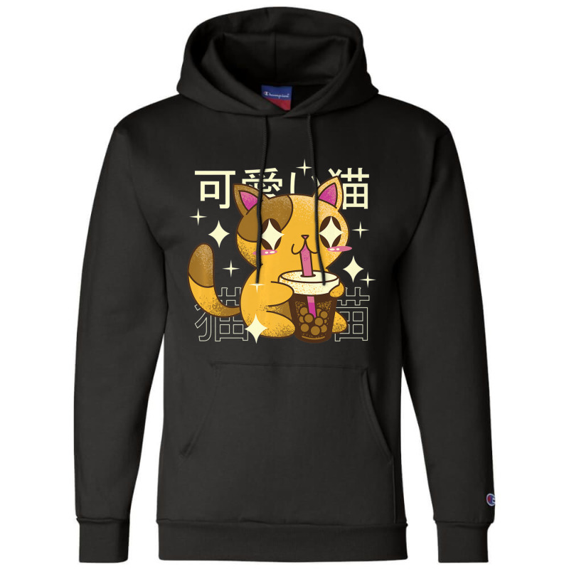 Kawaii Bubble Tea Cat Boba Champion Hoodie | Artistshot