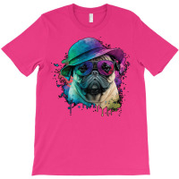 Vaporwave Pug Hat And Sunglasses Edition 1 T-shirt | Artistshot