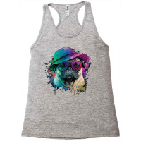 Vaporwave Pug Hat And Sunglasses Edition 1 Racerback Tank | Artistshot