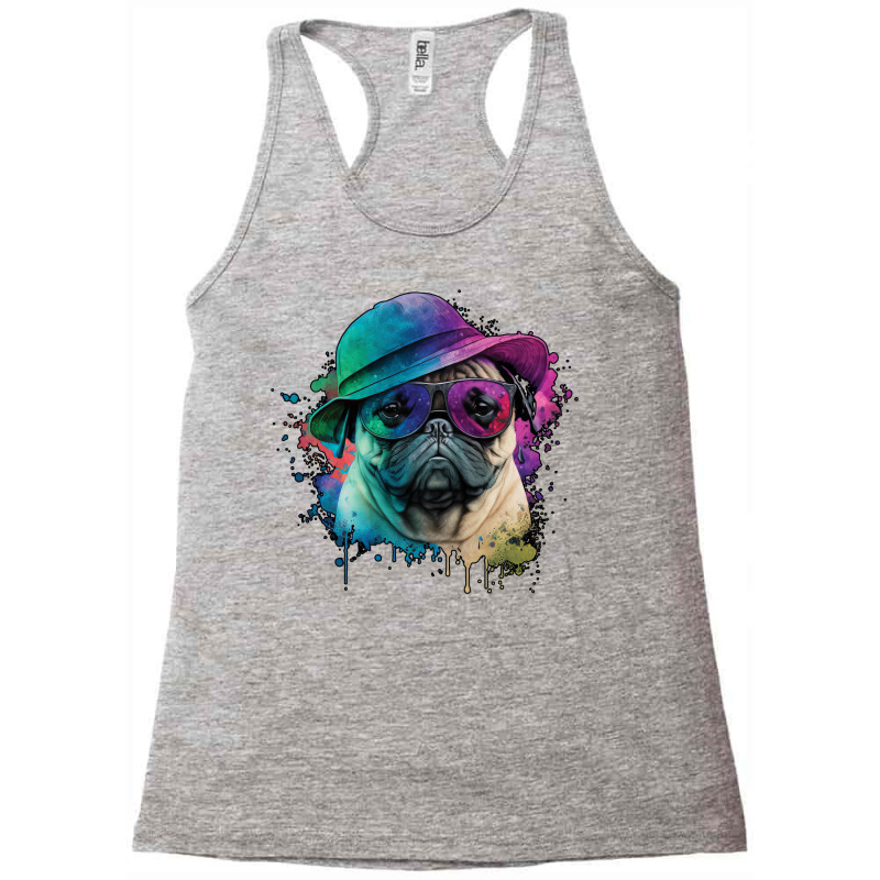 Vaporwave Pug Hat And Sunglasses Edition 1 Racerback Tank by juareztoews2 | Artistshot