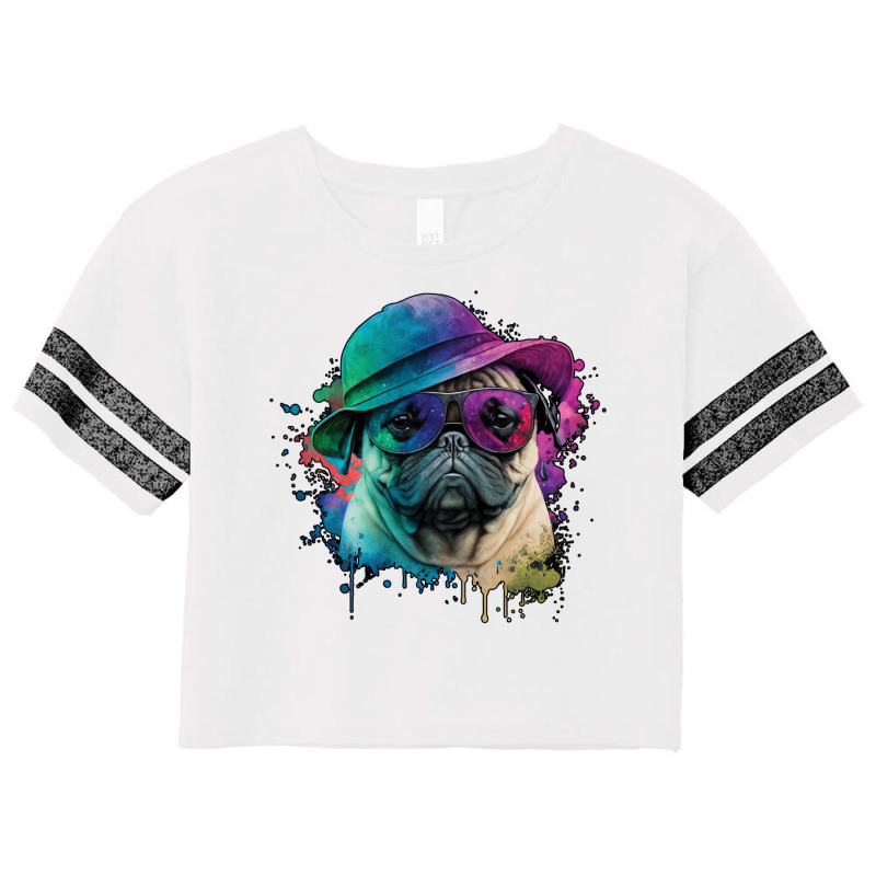 Vaporwave Pug Hat And Sunglasses Edition 1 Scorecard Crop Tee by juareztoews2 | Artistshot