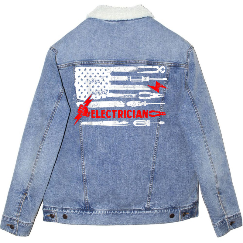 Electrician Patriotic American Flag Electrician Gi Unisex Sherpa-lined Denim Jacket | Artistshot