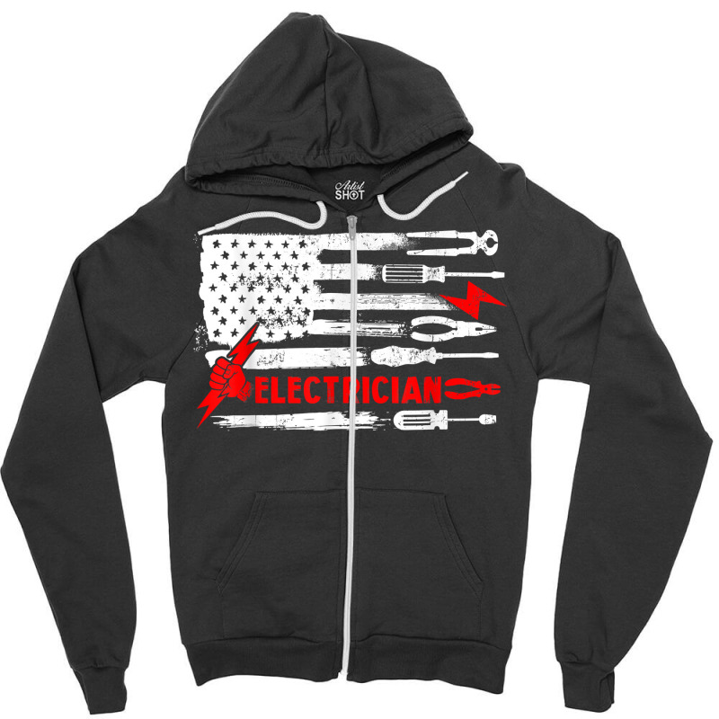 Electrician Patriotic American Flag Electrician Gi Zipper Hoodie | Artistshot