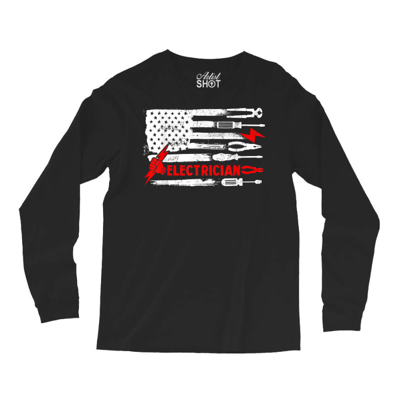 Electrician Patriotic American Flag Electrician Gi Long Sleeve Shirts | Artistshot