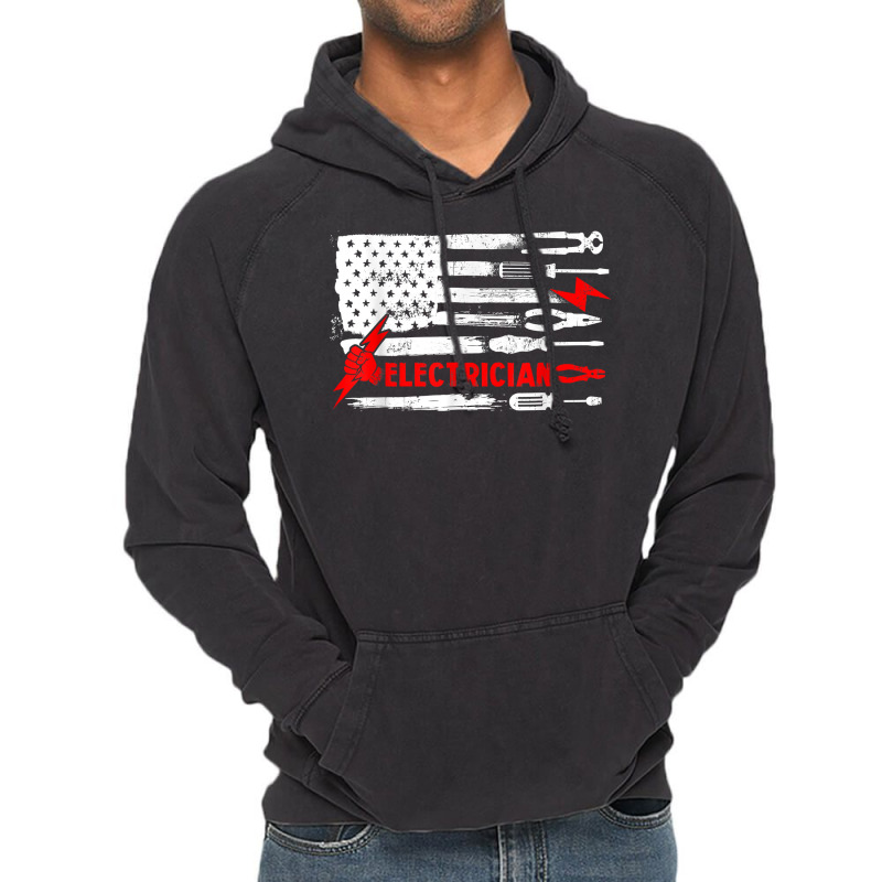 Electrician Patriotic American Flag Electrician Gi Vintage Hoodie | Artistshot