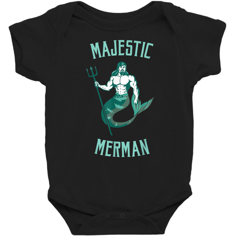 Majestic Merman Shirt Male Mermaid With Trident T Baby Bodysuit | Artistshot