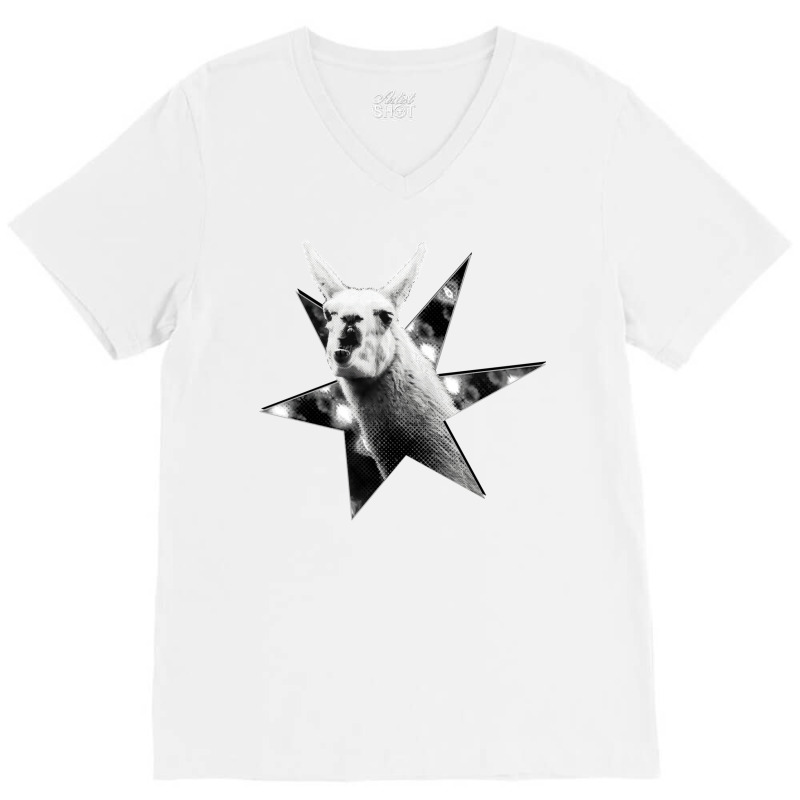 Star Llama No Text Black And White V-Neck Tee by jagvirrietb | Artistshot