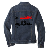 Black Cat Ew Valentine Meowy Kitten Cat Dad, Cat M Ladies Denim Jacket | Artistshot