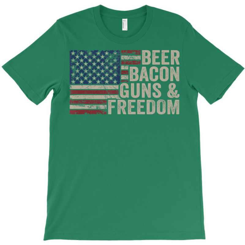 Beer Bacon Guns Freedom Bbq Vintage Usa Flag Drink T-shirt | Artistshot