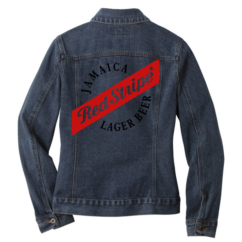 Jamaica Red Stripe Lager Beer Ladies Denim Jacket. By Artistshot