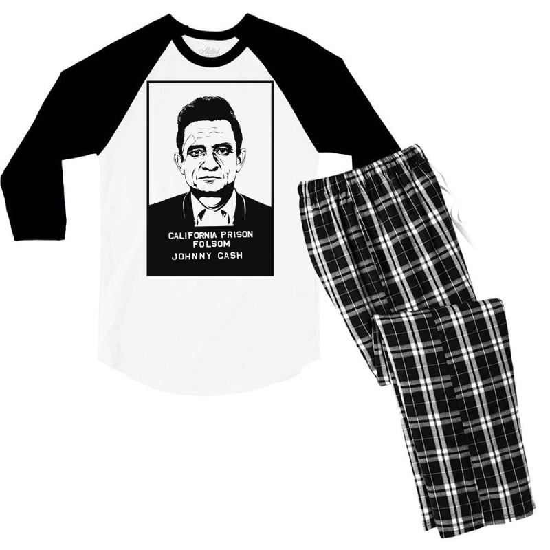 Johnny Cash Prison Black Men's 3/4 Sleeve Pajama Set | Artistshot