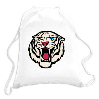 White Tiger Roar   White Tiger Drawstring Bags | Artistshot