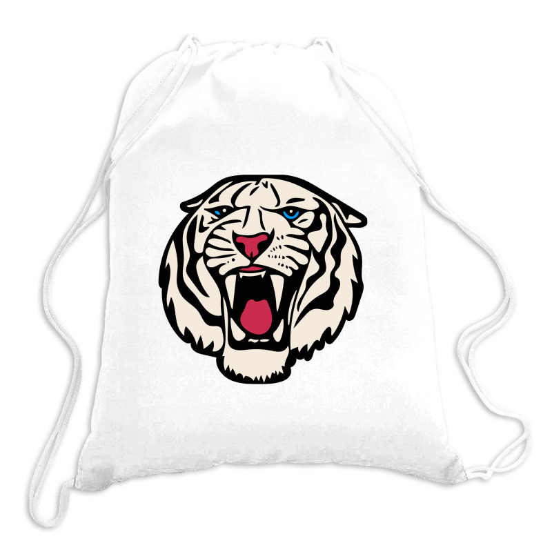 White Tiger Roar   White Tiger Drawstring Bags | Artistshot