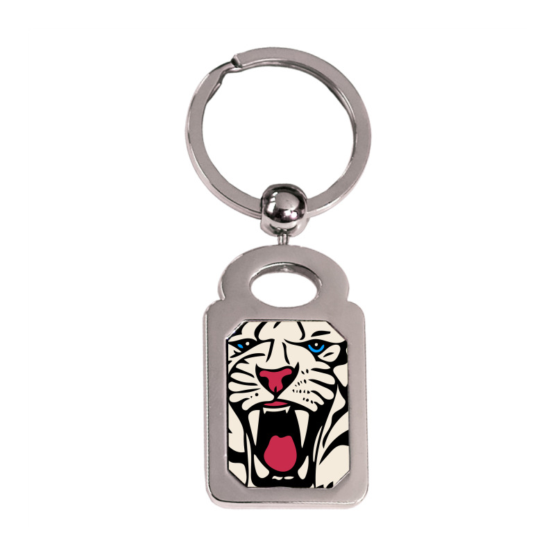 White Tiger Roar   White Tiger Silver Rectangle Keychain | Artistshot