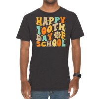 Teacher Kids Retro Groovy 100 Days Happy 100th Day Vintage T-shirt | Artistshot