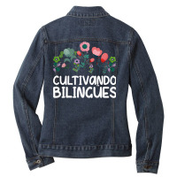 Cultivando Bilingües Spanish Teacher Spanish Teac Ladies Denim Jacket | Artistshot