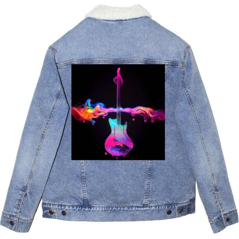 Radioactive Guitar On Colors Unisex Sherpa-Lined Denim Jacket by callisborcukd | Artistshot