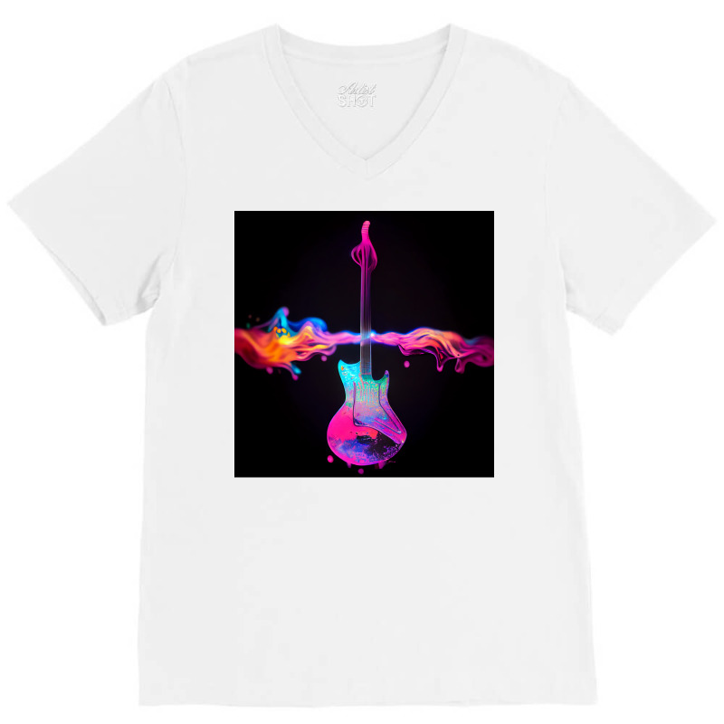 Radioactive Guitar On Colors V-Neck Tee by callisborcukd | Artistshot