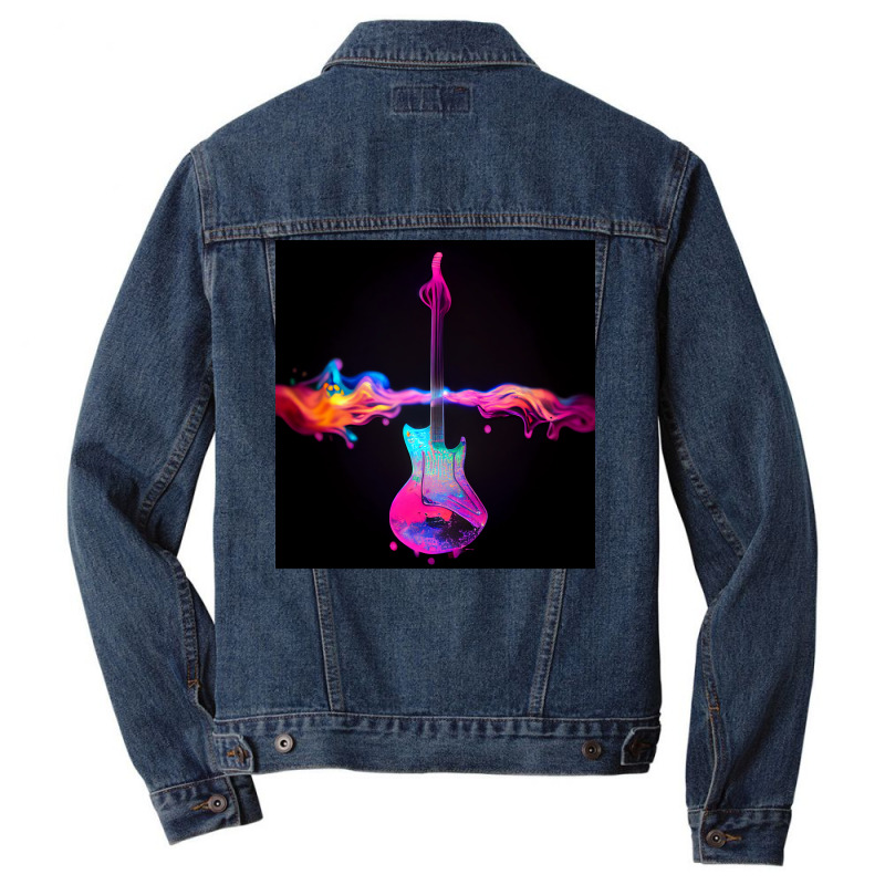 Radioactive Guitar On Colors Men Denim Jacket by callisborcukd | Artistshot