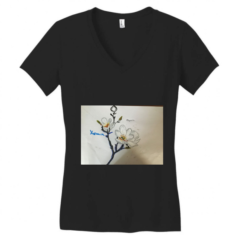 Img 2902-magnolia Oil Pastel Art Work Women's V-Neck T-Shirt by Angelysmina | Artistshot