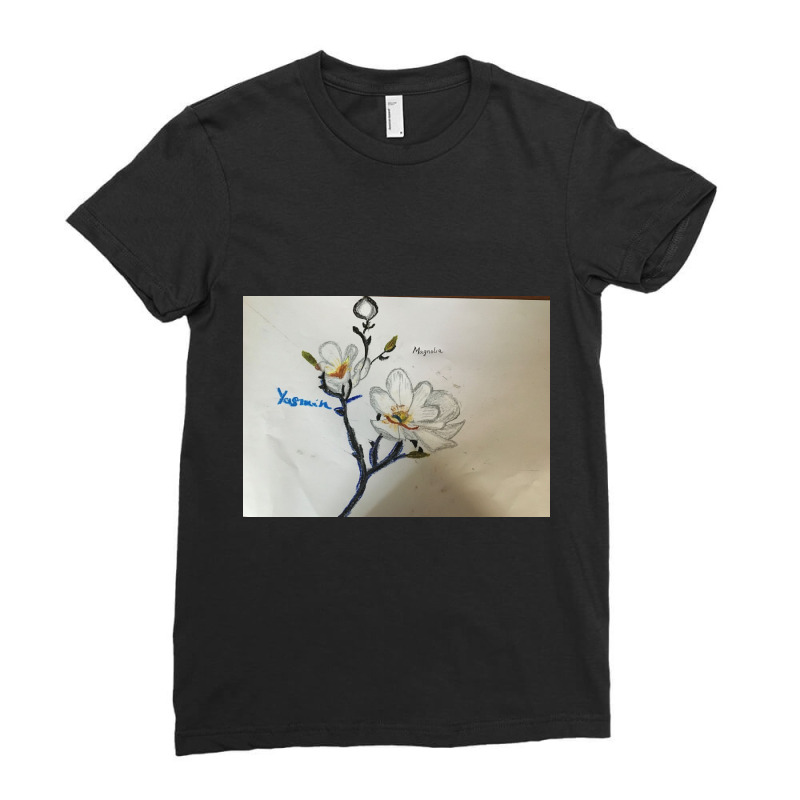 Img 2902-magnolia Oil Pastel Art Work Ladies Fitted T-Shirt by Angelysmina | Artistshot