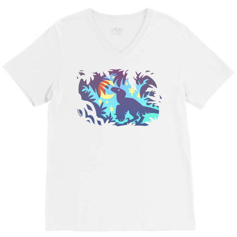 Stargazing Dino (blue Variant) V-Neck Tee by otargroskyi | Artistshot