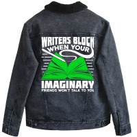 Writers Block Book Author Novelist Gift Cool Unisex Sherpa-lined Denim Jacket | Artistshot