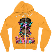 Thyroid Cancer Warrior Afro Messy Bun Zipper Hoodie | Artistshot