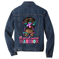 Thyroid Cancer Warrior Afro Messy Bun Men Denim Jacket | Artistshot