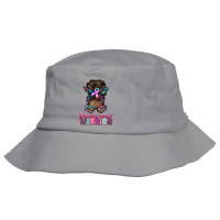 Thyroid Cancer Warrior Afro Messy Bun Bucket Hat | Artistshot