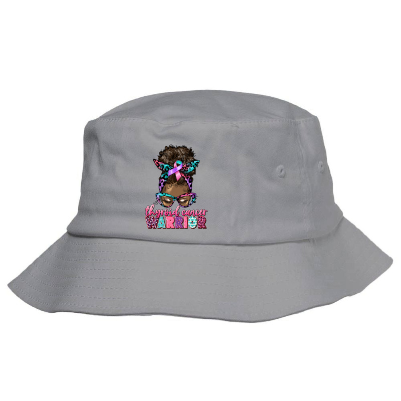 Thyroid Cancer Warrior Afro Messy Bun Bucket Hat | Artistshot