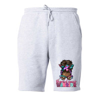 Thyroid Cancer Warrior Afro Messy Bun Fleece Short | Artistshot