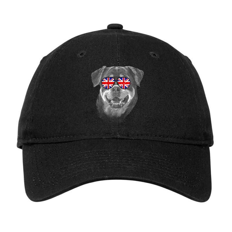 Rottweiler T  Shirt Rottweiler United Kingdom Flag Sunglass T  Shirt Adjustable Cap by deionschaefer81 | Artistshot