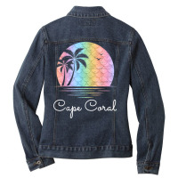 Cape Coral Florida Vacation Beach Island Family Gr Ladies Denim Jacket | Artistshot