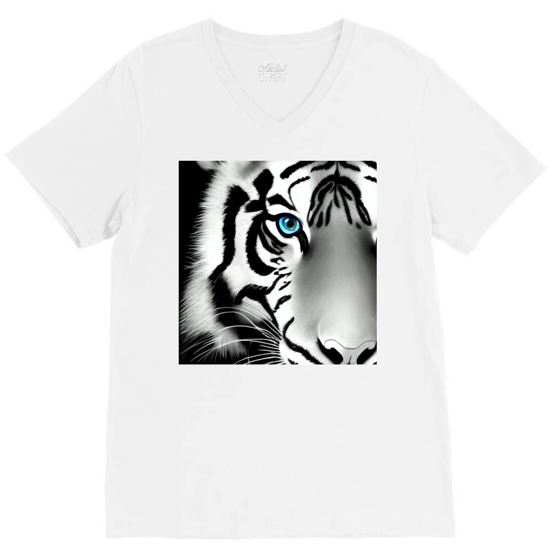 Black And White Tiger V-Neck Tee by recorkubisho | Artistshot