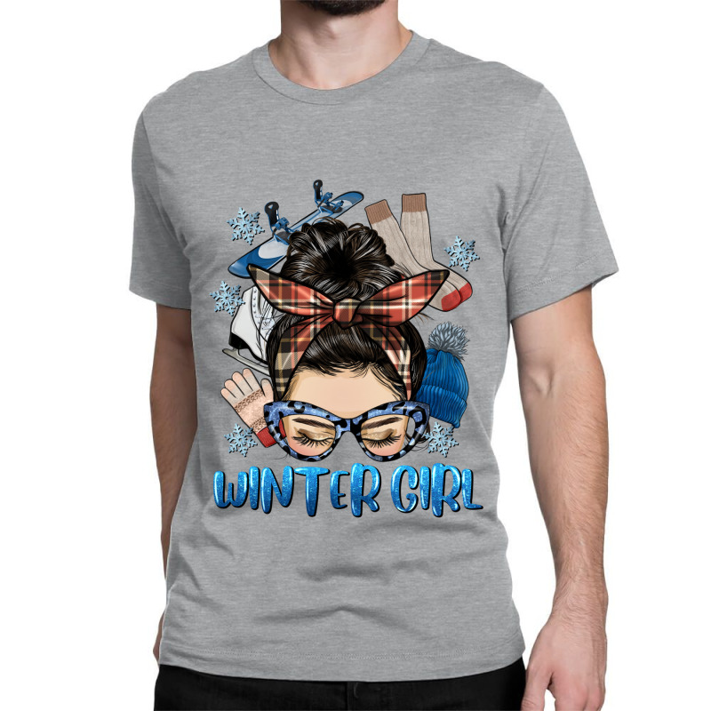 Messy Bun Winter Girl Classic T-shirt by HRA Design Shop | Artistshot