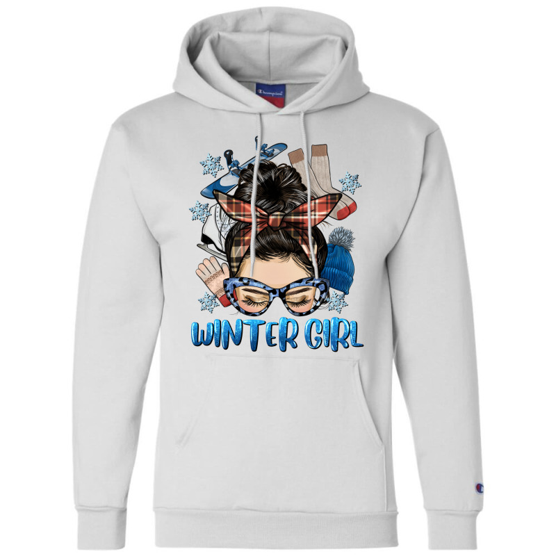 Messy Bun Winter Girl Champion Hoodie by HRA Design Shop | Artistshot