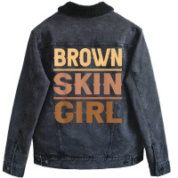 Black Melanin Queen Magic Brown Skin Girl Juneteen Unisex Sherpa-lined Denim Jacket | Artistshot