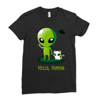 Alien With Very Funny Cat Ladies Fitted T-shirt | Artistshot