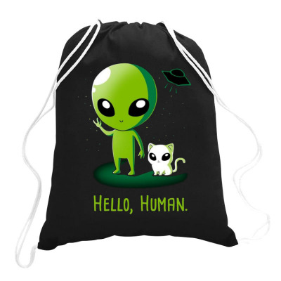 Alien With Very Funny Cat Drawstring Bags Designed By Chris299