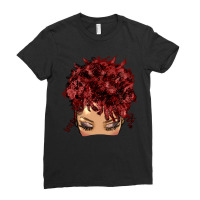 Afro Light Skin Red Hair Messy Bun Ladies Fitted T-shirt | Artistshot