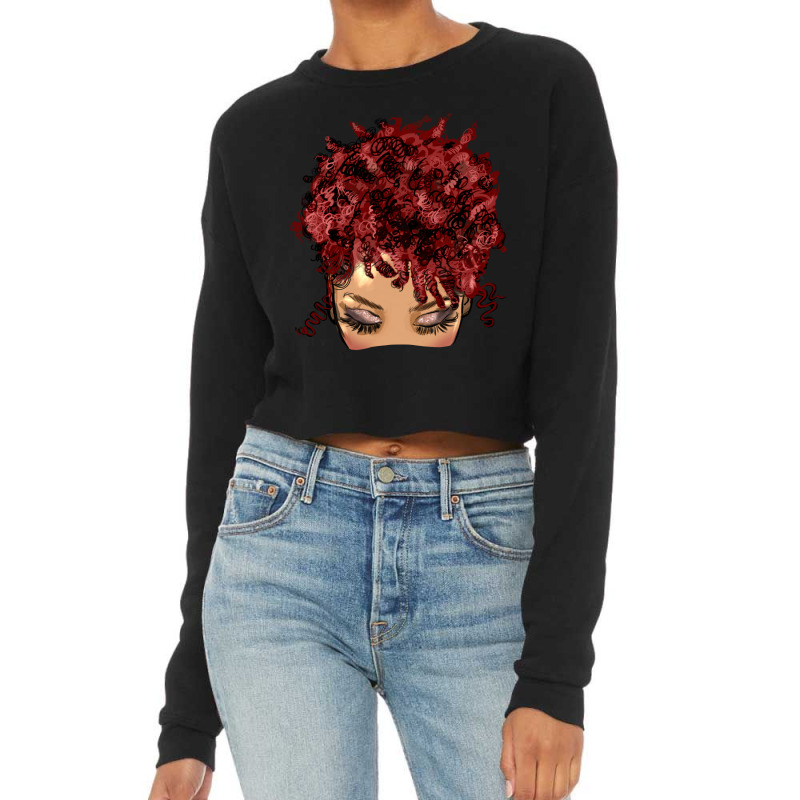 Afro Light Skin Red Hair Messy Bun Cropped Sweater | Artistshot