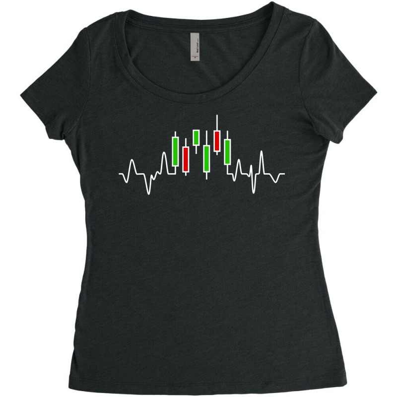 Forex Or Stock Trader Candlestick Heartbeat Graph Women's Triblend Scoop T-shirt by scrabeck | Artistshot